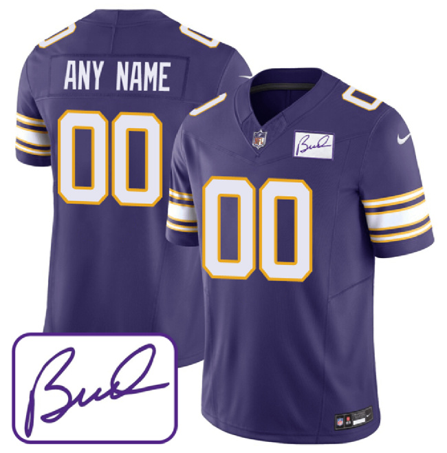 Youth Minnesota Vikings Active Player Custom Purple 2023 F.U.S.E. F.U.S.E. Bud Grant patch Limited Football Stitched Jersey
